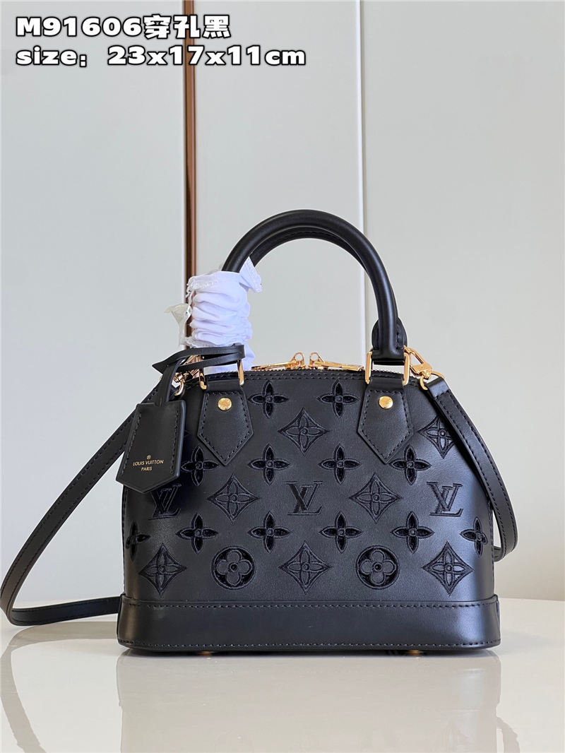 Louis Vuitton Alma BB Bag Calfskin Monogram Embroidrey M22878 Black High