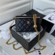 Chanel Vanity with Chain Grained Calfskin Gold Metal Black AP3204 A