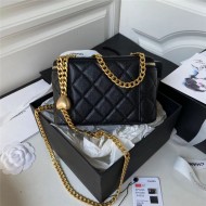 Chanel Vanity with Chain Grained Calfskin Gold Metal Black AP3204 A