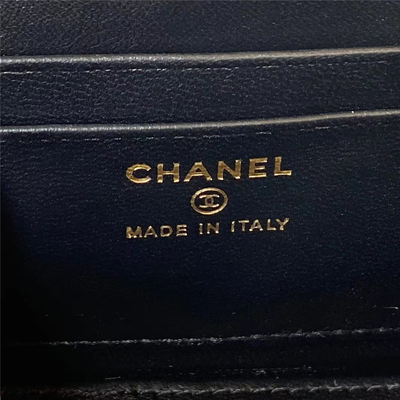 Chanel Vanity with Chain Grained Calfskin Gold Metal Black AP3204 A