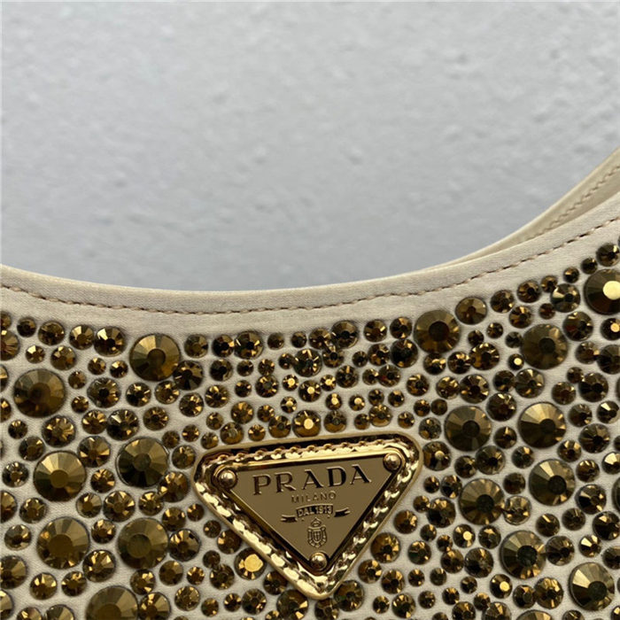 Prada Cleo satin bag with crystals 1BC169 Gold High