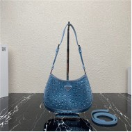 Prada Cleo satin bag with crystals 1BC169 Blue High