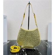 Prada Cleo satin bag with crystals 1BC169 Yellow High