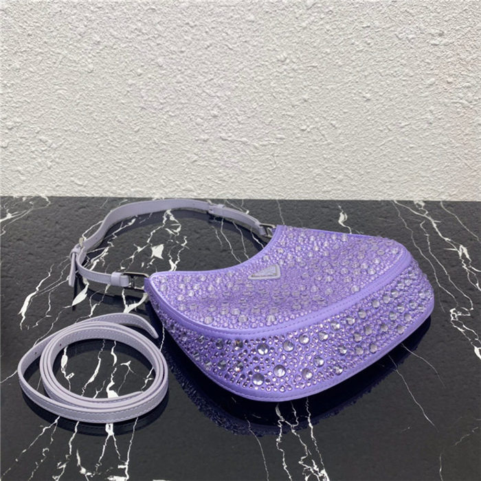 Prada Cleo satin bag with crystals 1BC169 Purple High