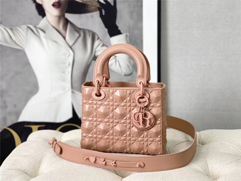 SMALL LADY Dior Cannage Calfskin with Diamond Motif High