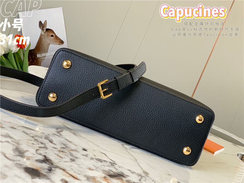 Louis Vuitton CAPUCINES MM Taurillon Black M42259 Gold Metal High