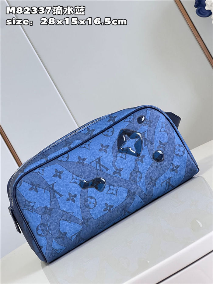 Louis Vuitton DOPP KIT TOILET POUCH Aquagarden coated canvas Blue M82337 High