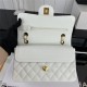 Small CLASSIC HANDBAG Grained Calfskin Gold Metal White-E A