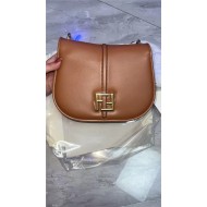 Fendi C’mon Medium leather and full-grain leather bag Brown High