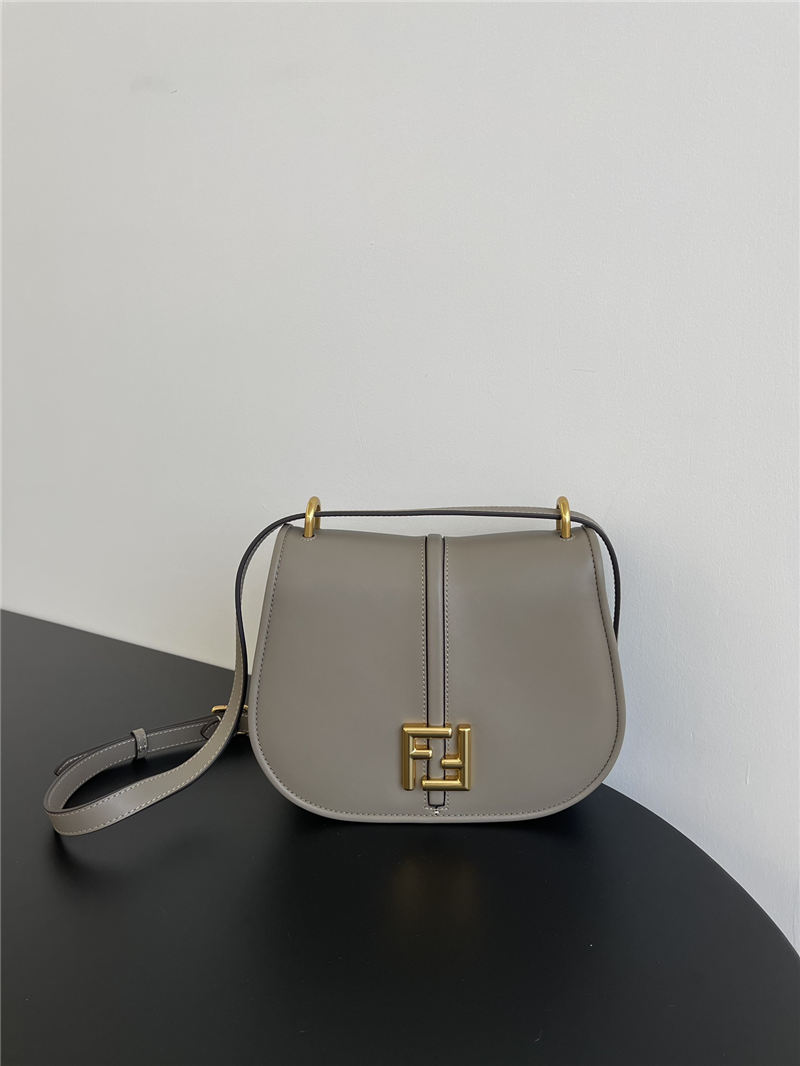 Fendi C’mon Medium leather and full-grain leather bag Grey High