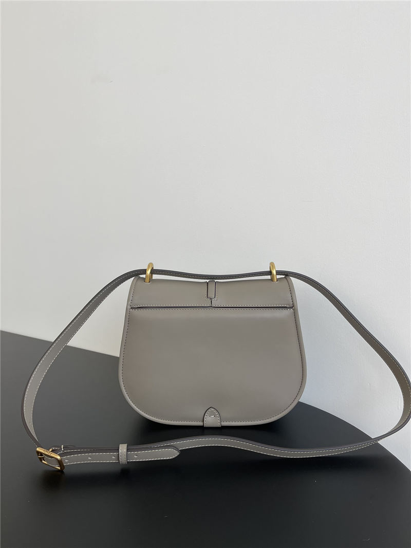 Fendi C’mon Medium leather and full-grain leather bag Grey High