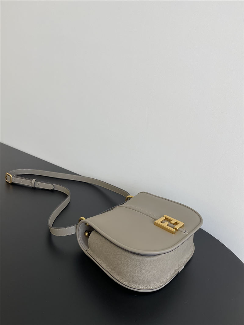 Fendi C’mon Medium leather and full-grain leather bag Grey High