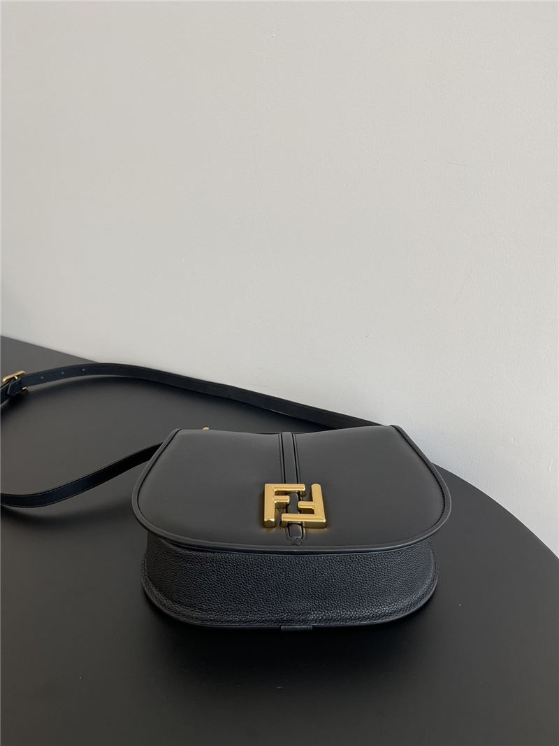 Fendi C’mon Medium leather and full-grain leather bag Black High