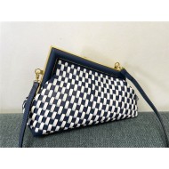 Fendi First Small Braided Leather Bag Blue/White Gold-metal High