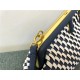 Fendi First Small Braided Leather Bag Blue/White Gold-metal High