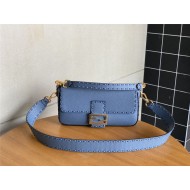 BAGUETTE Selleria bag with oversized topstitching Blue High