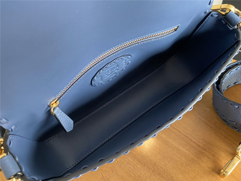 BAGUETTE Selleria bag with oversized topstitching Blue High