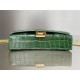 WOMEN'S HOURGLASS WALLET ON CHAIN IN Shiny Crocodile Embossed Green High