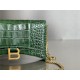 WOMEN'S HOURGLASS WALLET ON CHAIN IN Shiny Crocodile Embossed Green High