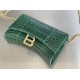 WOMEN'S HOURGLASS WALLET ON CHAIN IN Shiny Crocodile Embossed Green High