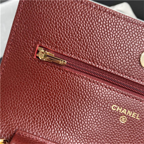 Classic Wallet on Chain AP0250 Grained Calfskin Burgundy Gold Metal A