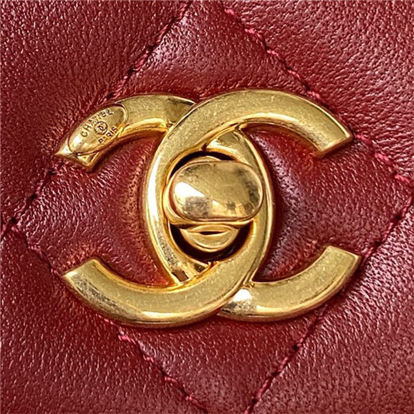 Chanel Wallet on Chain AP3504 Lambskin, Imitation Pearls, Enamel & Gold-Tone Metal Burgundy A