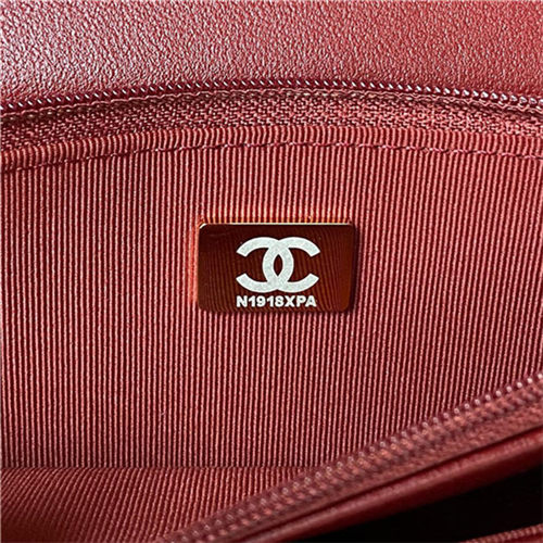 Chanel Wallet on Chain AP3504 Lambskin, Imitation Pearls, Enamel & Gold-Tone Metal Burgundy A