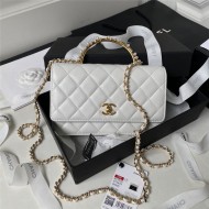 Chanel Wallet on Chain AP3504 Lambskin, Imitation Pearls, Strass & Gold-Tone Metal White A