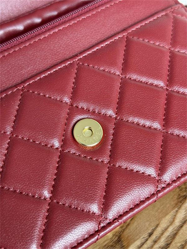 Classic Wallet on Chain AP0250 Lambskin Burgundy Gold Metal B