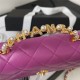 Chanel Wallet on Chain AP3504 Lambskin, Imitation Pearls, Strass & Gold-Tone Metal Fuchsia A