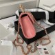 FLAP PHONE HOLDER WITH CHAIN AP3512 Lambskin, Imitation Pearls, Enamel & Gold-Tone Metal Pink A