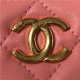 FLAP PHONE HOLDER WITH CHAIN AP3512 Lambskin, Imitation Pearls, Enamel & Gold-Tone Metal Pink A