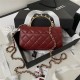 FLAP PHONE HOLDER WITH CHAIN AP3512 Lambskin, Imitation Pearls, Enamel & Gold-Tone Metal Burgundy A