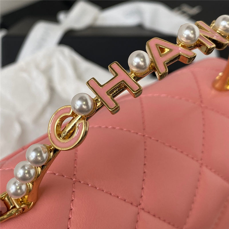 Chanel CLUTCH WITH CHAIN AP3513 Lambskin, Imitation Pearls, Enamel & Gold-Tone Metal Pink High