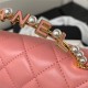 Chanel CLUTCH WITH CHAIN AP3513 Lambskin, Imitation Pearls, Enamel & Gold-Tone Metal Pink High