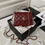 Chanel CLUTCH WITH CHAIN AP3513 Lambskin, Imitation Pearls, Enamel & Gold-Tone Metal Burgundy High