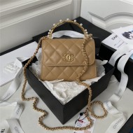 Chanel CLUTCH WITH CHAIN AP3513 Lambskin, Imitation Pearls, Strass & Gold-Tone Metal Beige High