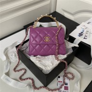 Chanel CLUTCH WITH CHAIN AP3513 Lambskin, Imitation Pearls, Strass & Gold-Tone Metal Fuchsia High