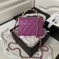 Chanel CLUTCH WITH CHAIN AP3513 Lambskin, Imitation Pearls, Strass & Gold-Tone Metal Fuchsia High