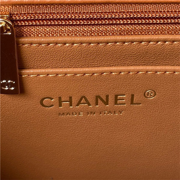 Chanel MINI FLAP BAG With Top Diamond Handle Lambskin & Gold-Tone Metal AS4140 Caramel A