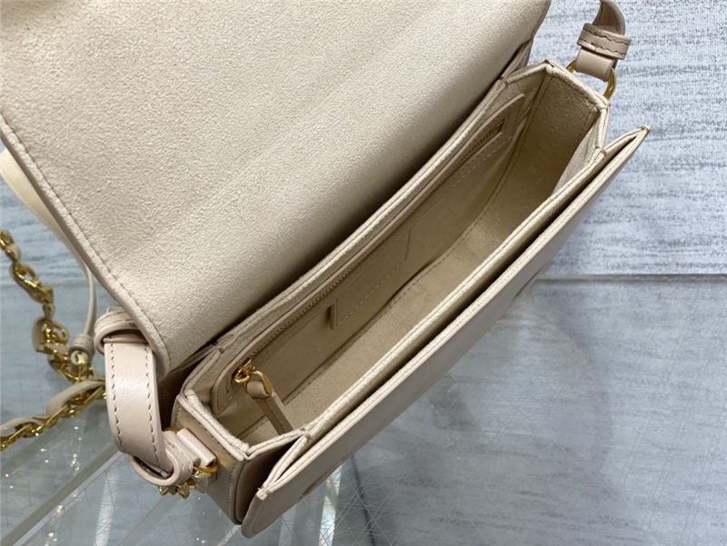 CD SIGNATURE BAG WITH STRAP CD-Embossed Box Calfskin Beige High