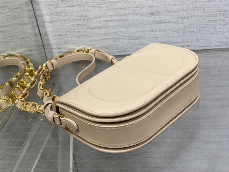 CD SIGNATURE BAG WITH STRAP CD-Embossed Box Calfskin Beige High