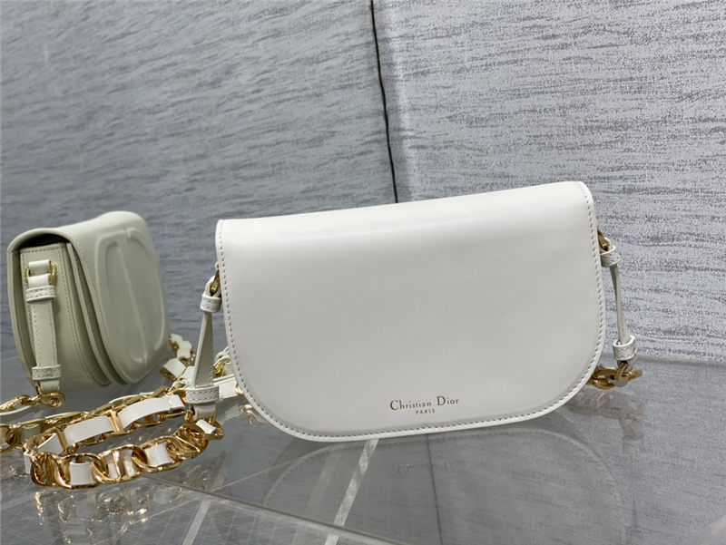 CD SIGNATURE BAG WITH STRAP CD-Embossed Box Calfskin White High