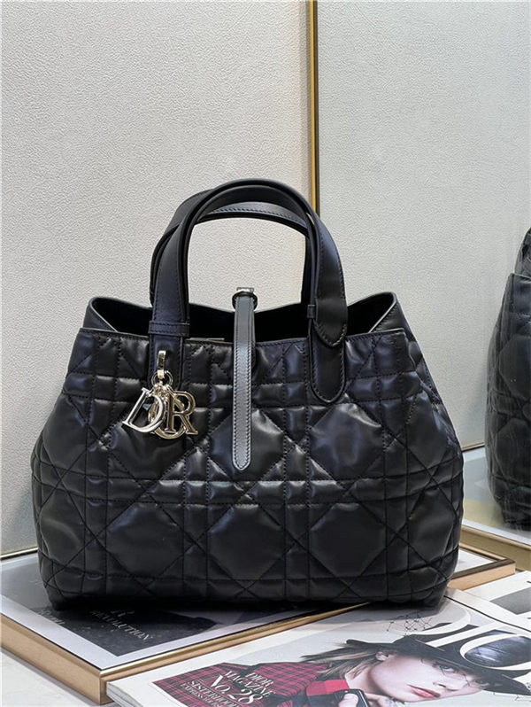 MEDIUM DIOR TOUJOURS BAG Macrocannage Calfskin Black High