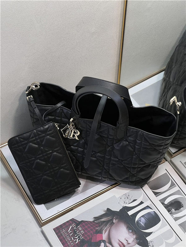 DIOR TOUJOURS BAG MEDIUM Macrocannage Calfskin Black High