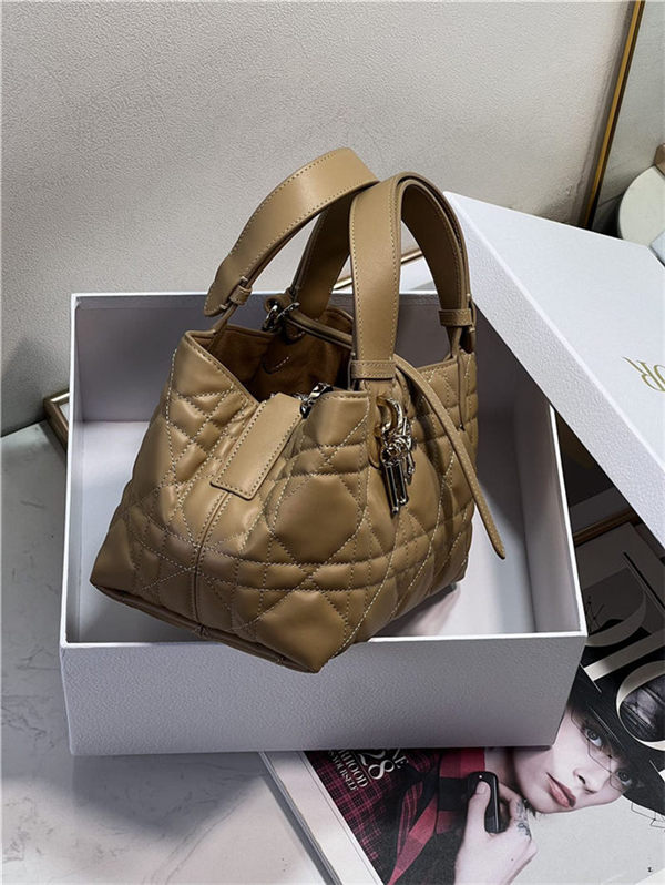 DIOR TOUJOURS BAG SMALL Macrocannage Calfskin Tan High