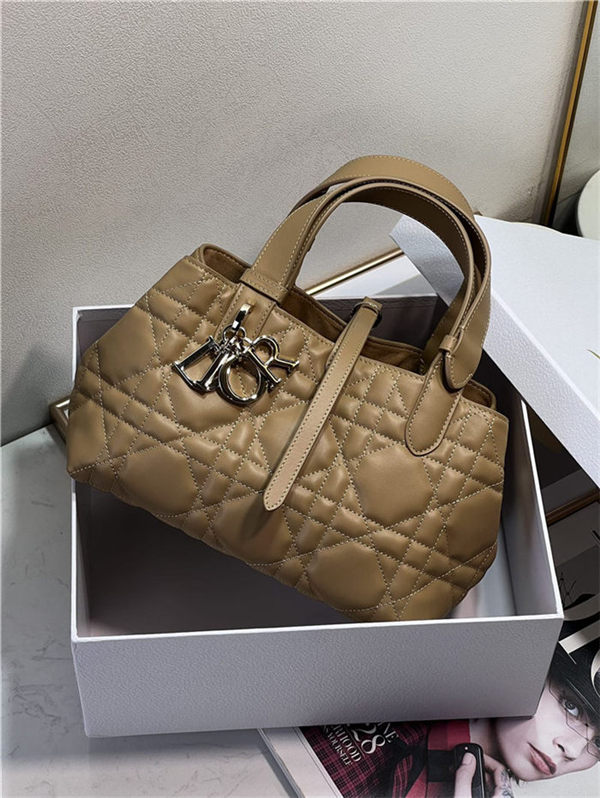 DIOR TOUJOURS BAG SMALL Macrocannage Calfskin Tan High