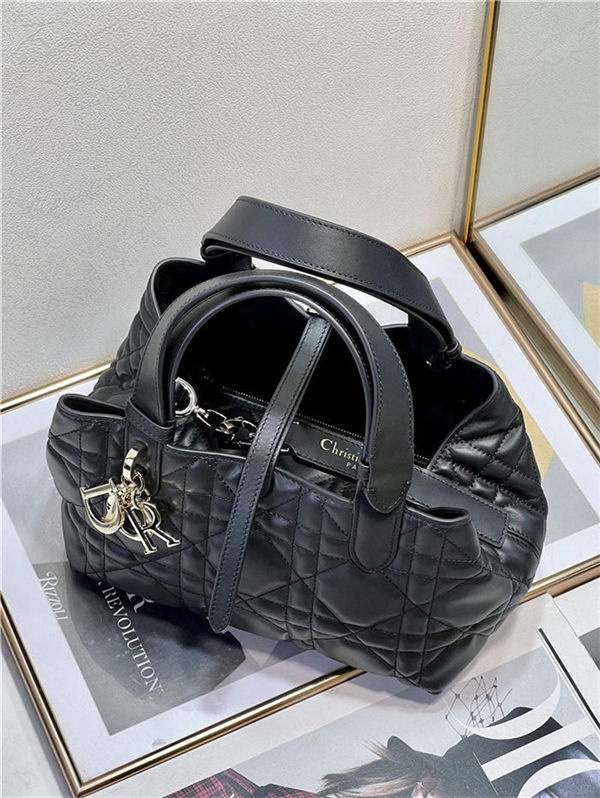 SMALL DIOR TOUJOURS BAG Macrocannage Calfskin Black High