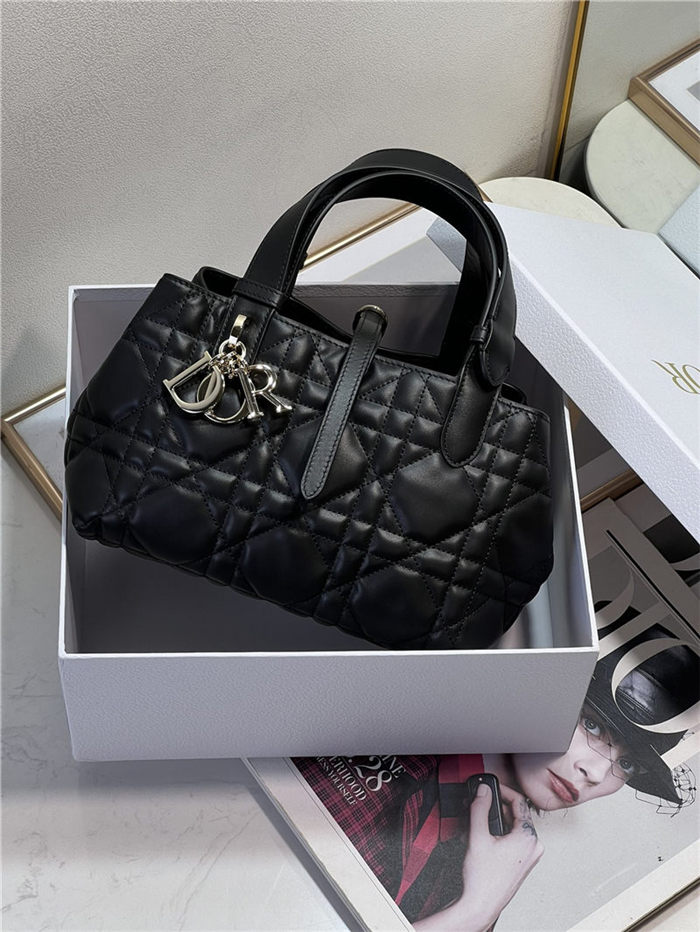 SMALL DIOR TOUJOURS BAG Macrocannage Calfskin Black High