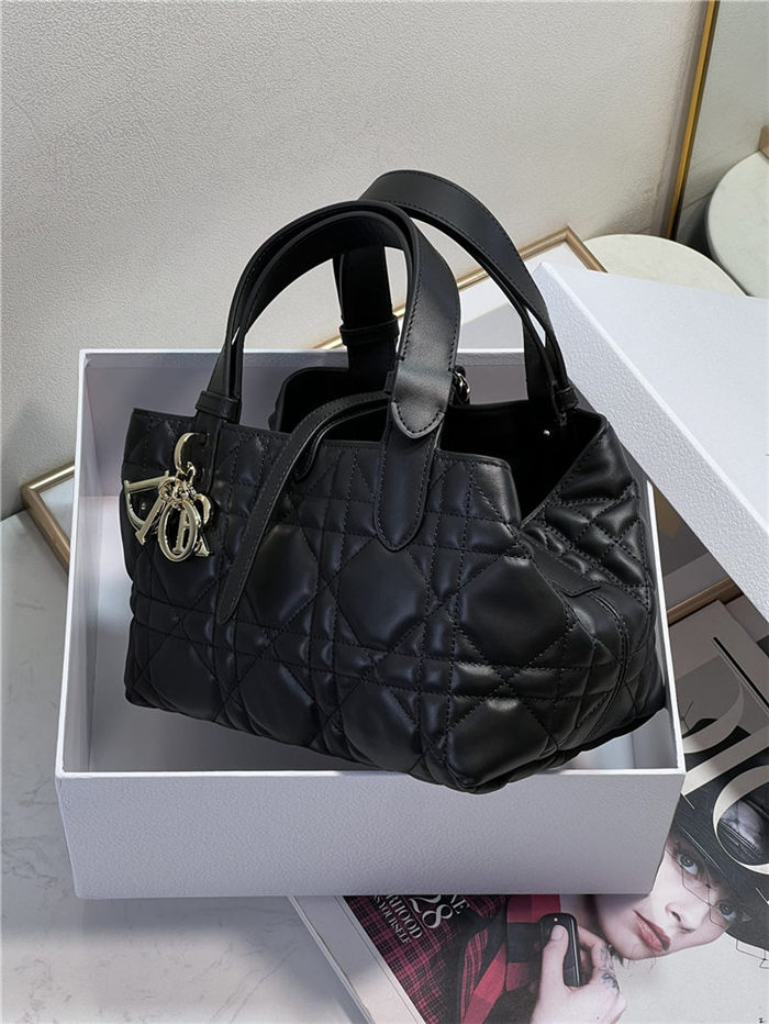 SMALL DIOR TOUJOURS BAG Macrocannage Calfskin Black High